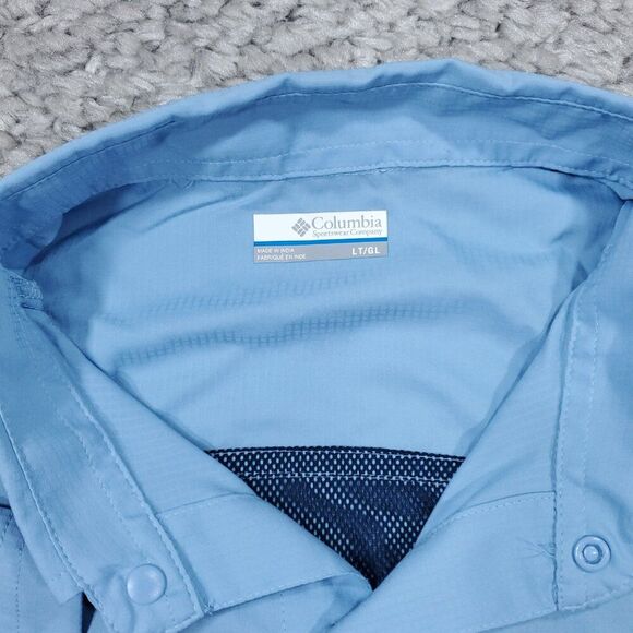 Columbia Omni Shade Men's Silver Ridge Utility Lite Shirt Light Blue Large Tall - Picture 3 of 10